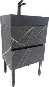 Стоящ черен мат малък размер ПВЦ водоустойчив шкаф за баня Tito 50 Noir B